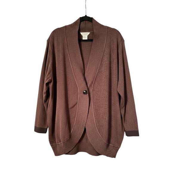 Misook Chocolate Brown Tunic Cardigan with Black Trim – Size 3X - Picture 3 of 8